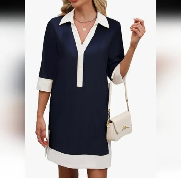 Cynthia Rowley Shirt Dress Collared Chic Beachy Coastal Women's Sz L NWT B32 - Picture 2 of 14